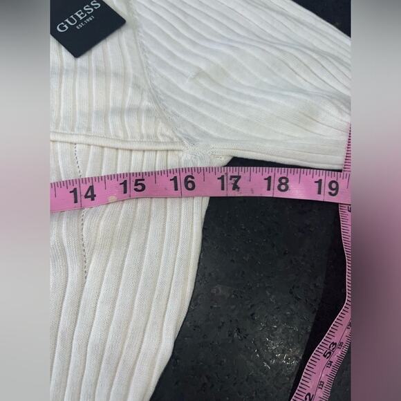 NEW GUESS WINTER WHITE SEXY KEY HOLE RIBBED SWEATER SZ L - Picture 8 of 10